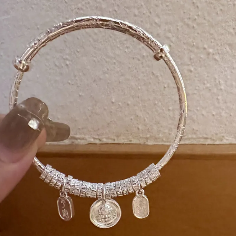 CLARKIA FLOWER 999 Fine Silver Bangles Women's-6