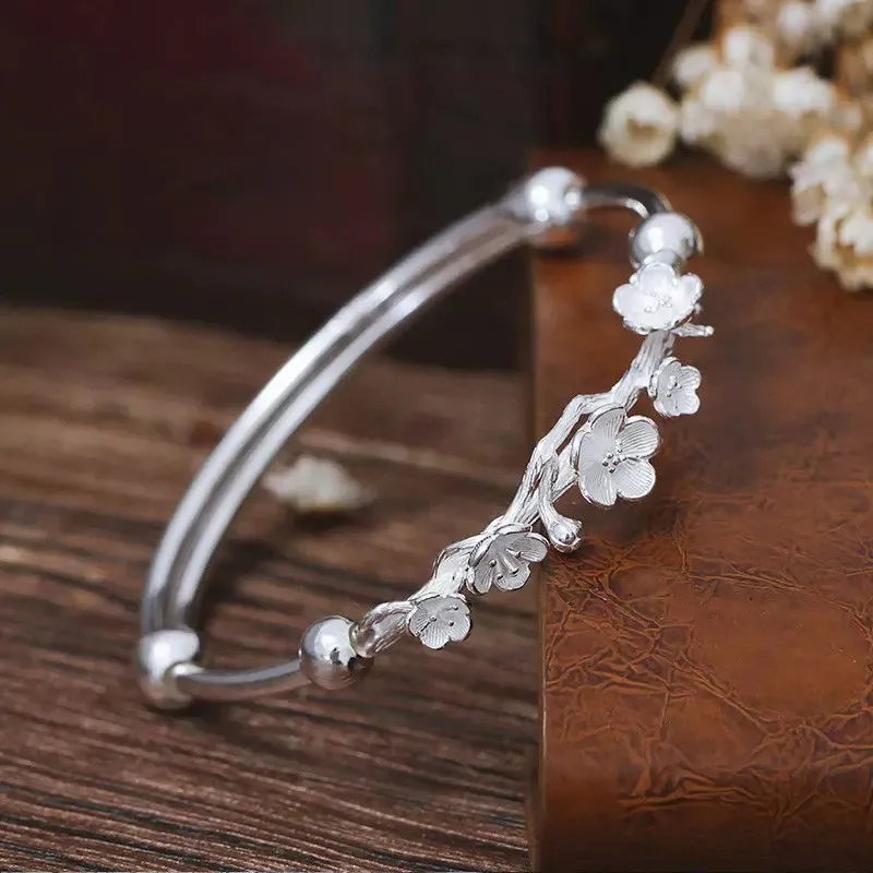 CLARKIA FLOWER S999 Fine Silver Bangles Women's-3