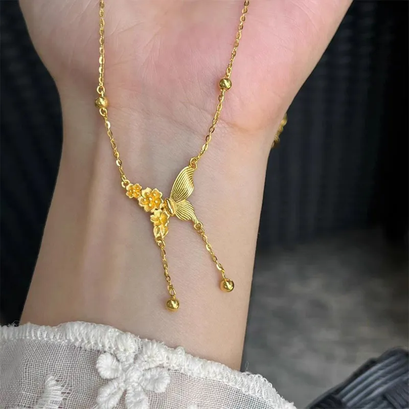 CLARKIA FLOWER Gold Plated Copper Necklaces Women's-2