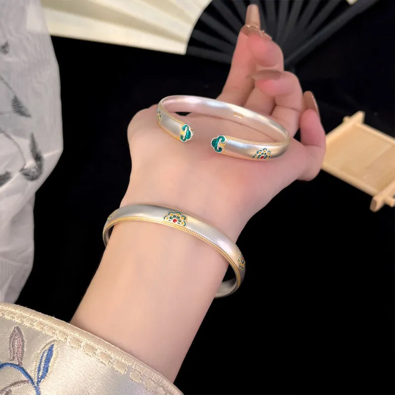 CLARKIA FLOWER Pure Silver Bangles Women's-2