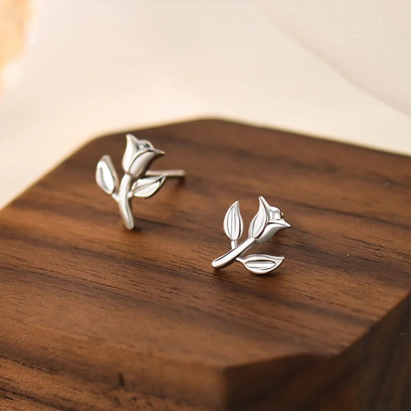CLARKIA FLOWER 999 Fine Silver Stud Earrings Women's-3