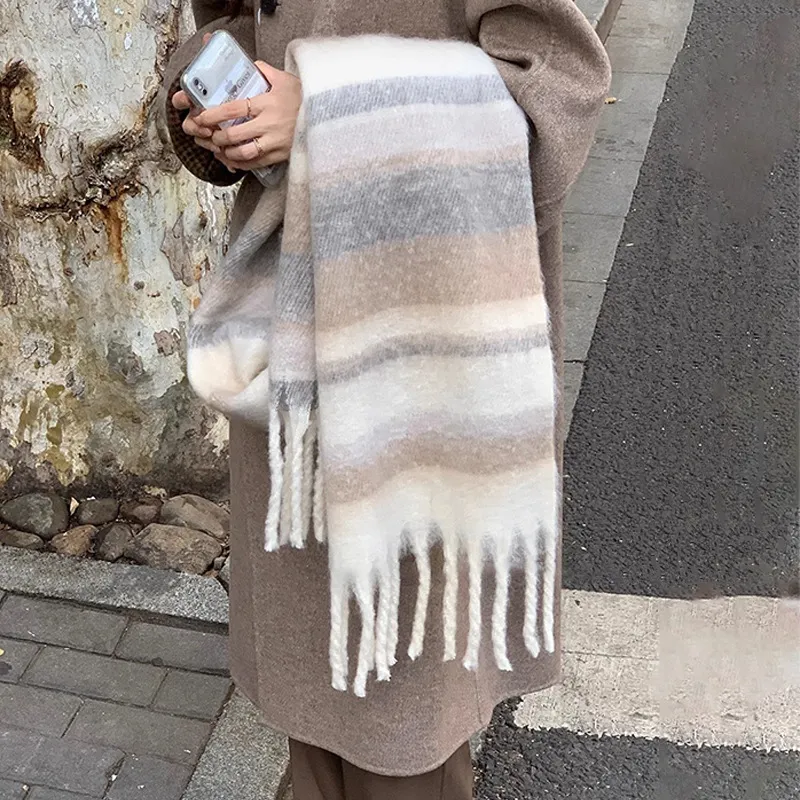 CLARKIA FLOWER Faux Cashmere Knit Scarves Women's-4