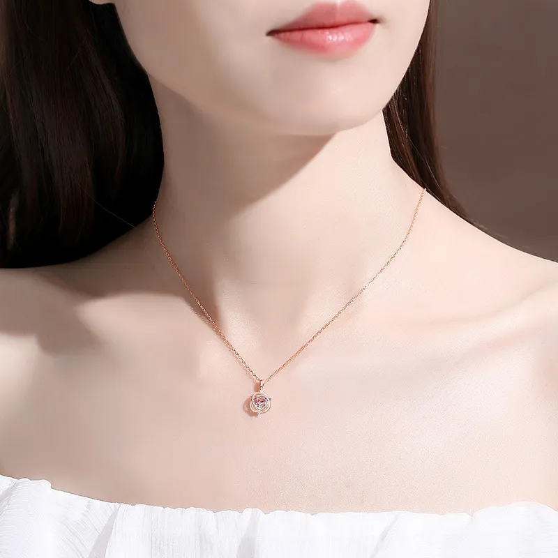 CLARKIA FLOWER S925 Silver Necklaces Women's-2