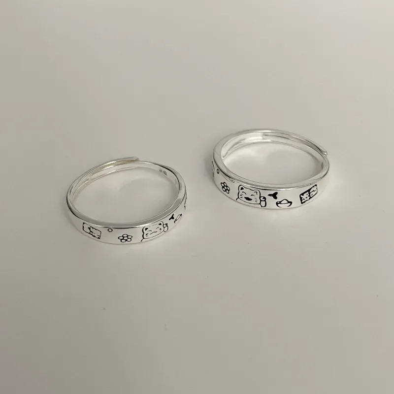 CLARKIA FLOWER S999 Fine Silver Rings Unisex-3