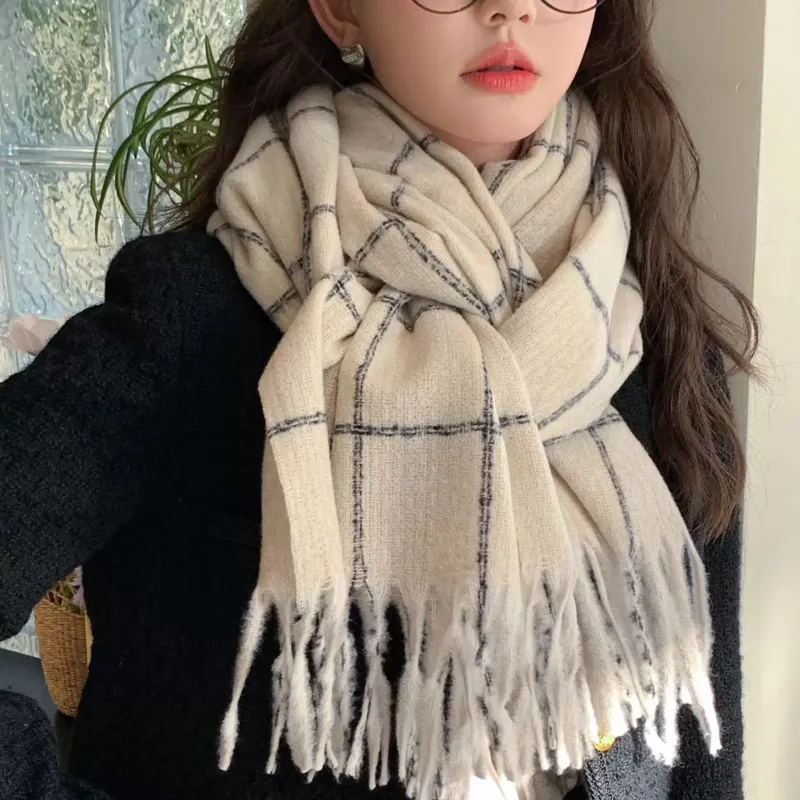CLARKIA FLOWER Faux Cashmere Knit Scarves Women's-2