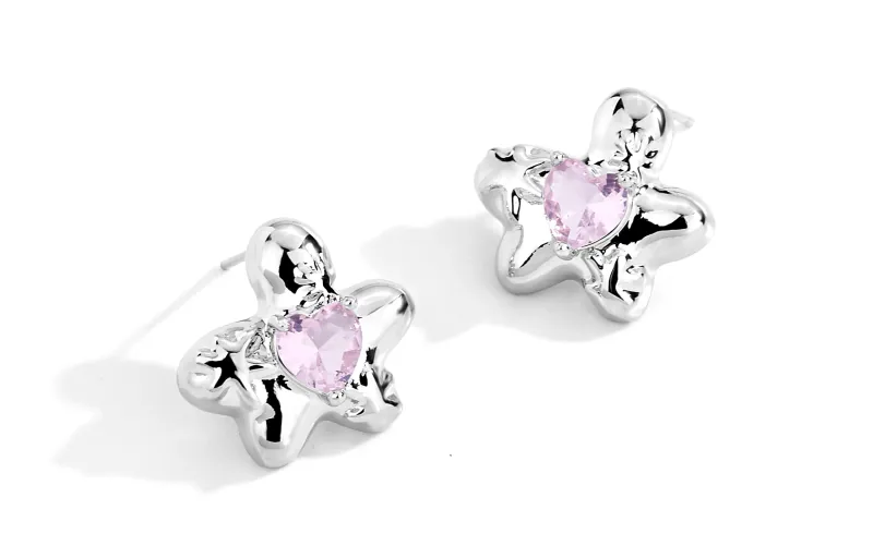 CLARKIA FLOWER 925 Sterling Silver Stud Earrings Women's-4