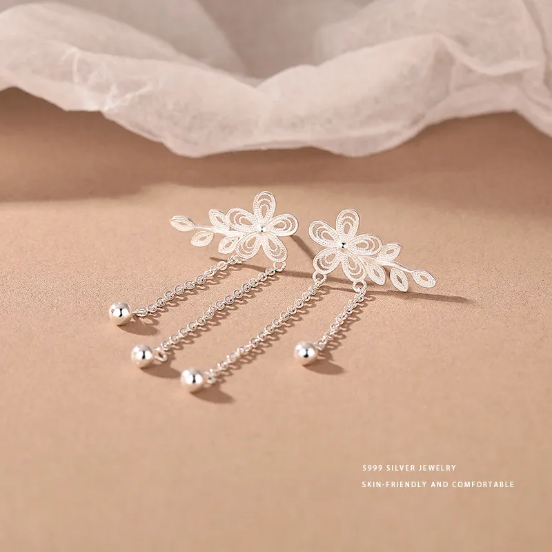 CLARKIA FLOWER S999 Fine Silver Earrings Women's-2