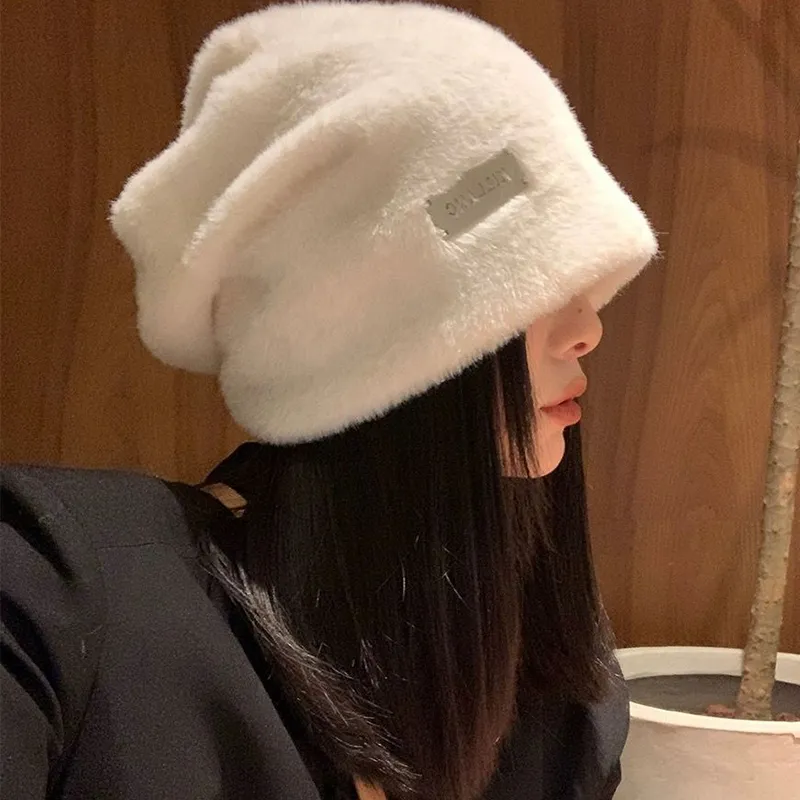 CLARKIA FLOWER Faux Rabbit Hair Beanies Women's-3