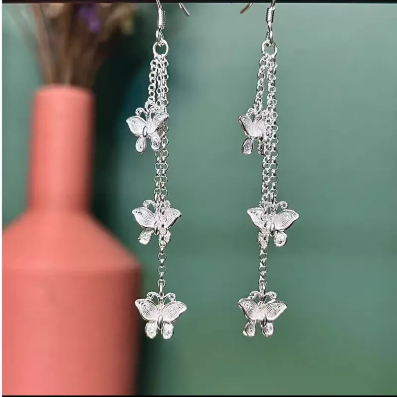 CLARKIA FLOWER S999 Fine Silver Earrings Women's-6