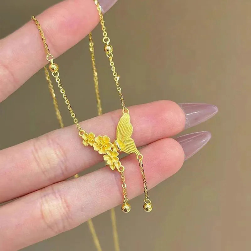 CLARKIA FLOWER Gold Plated Copper Necklaces Women's-1