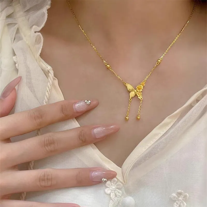 CLARKIA FLOWER Gold Plated Copper Necklaces Women's-4