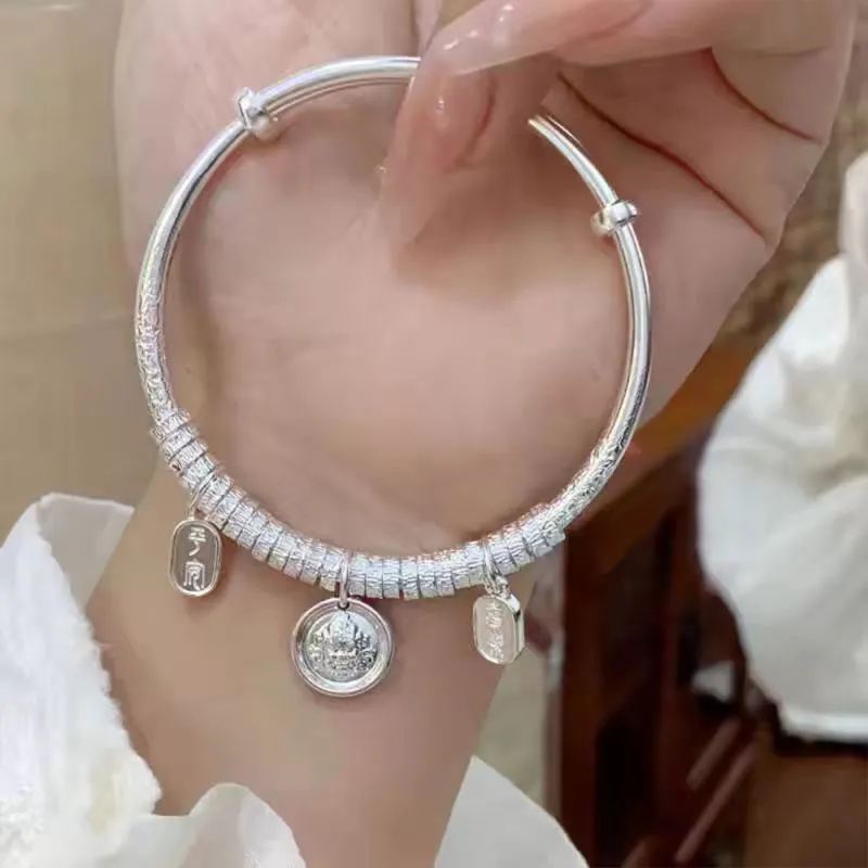 CLARKIA FLOWER 999 Fine Silver Bangles Women's-4