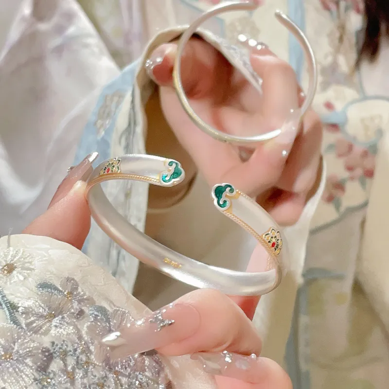 CLARKIA FLOWER Pure Silver Bangles Women's-6