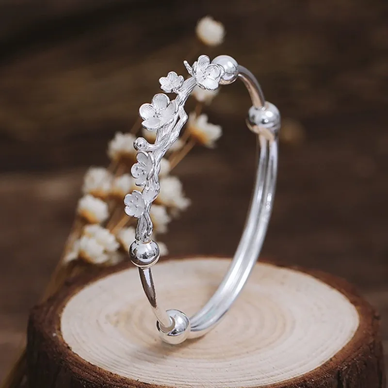 CLARKIA FLOWER S999 Fine Silver Bangles Women's-4