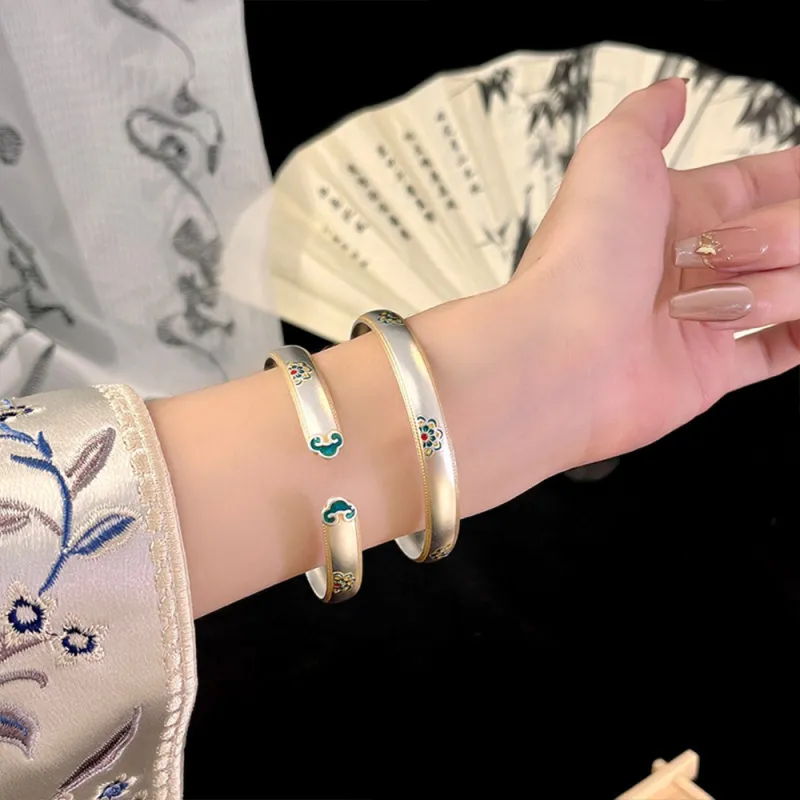 CLARKIA FLOWER Pure Silver Bangles Women's-1