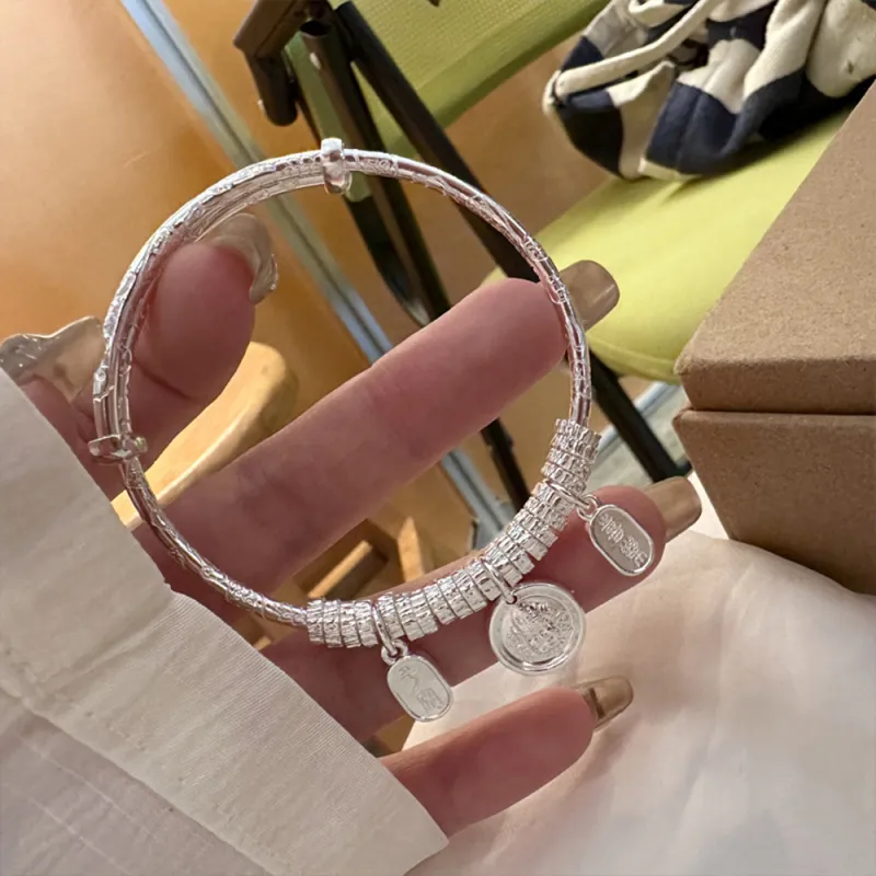 CLARKIA FLOWER 999 Fine Silver Bangles Women's-7