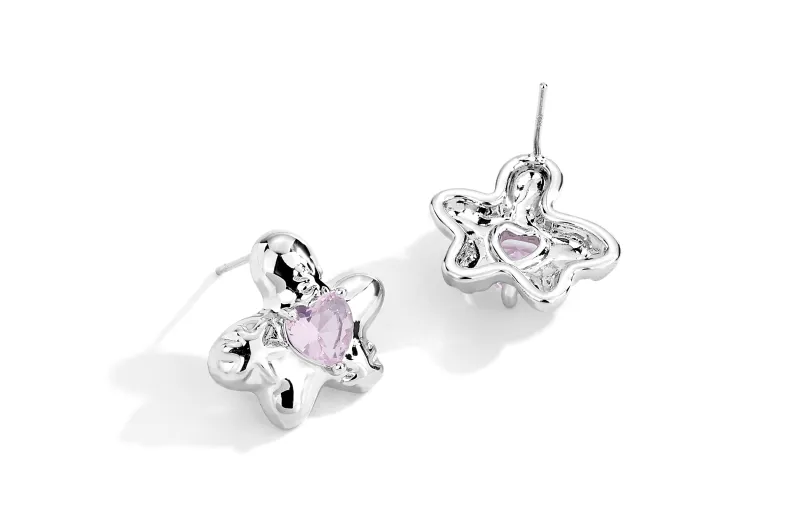 CLARKIA FLOWER 925 Sterling Silver Stud Earrings Women's-3
