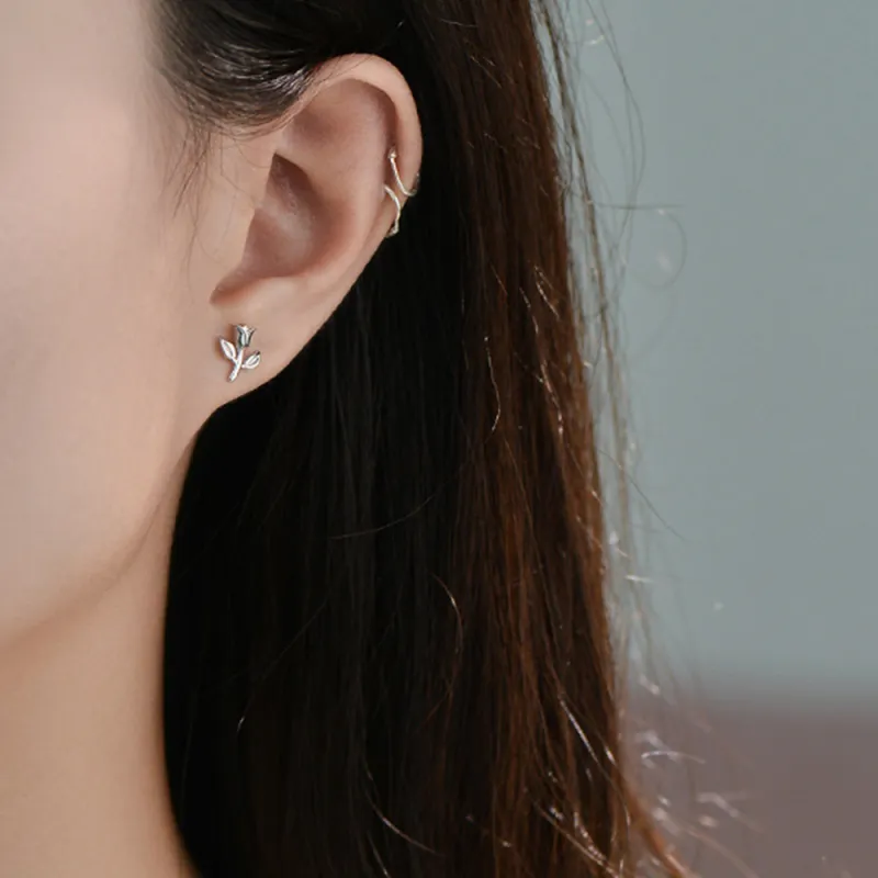 CLARKIA FLOWER 999 Fine Silver Stud Earrings Women's-2