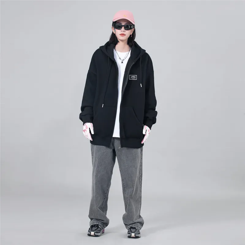 XINGJIZHE Loose Fit Hooded Coat Cardigan Sweatshirt Unisex-5