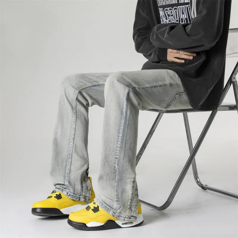 XINGJIZHE Jeans Unisex Yellow Mud-5