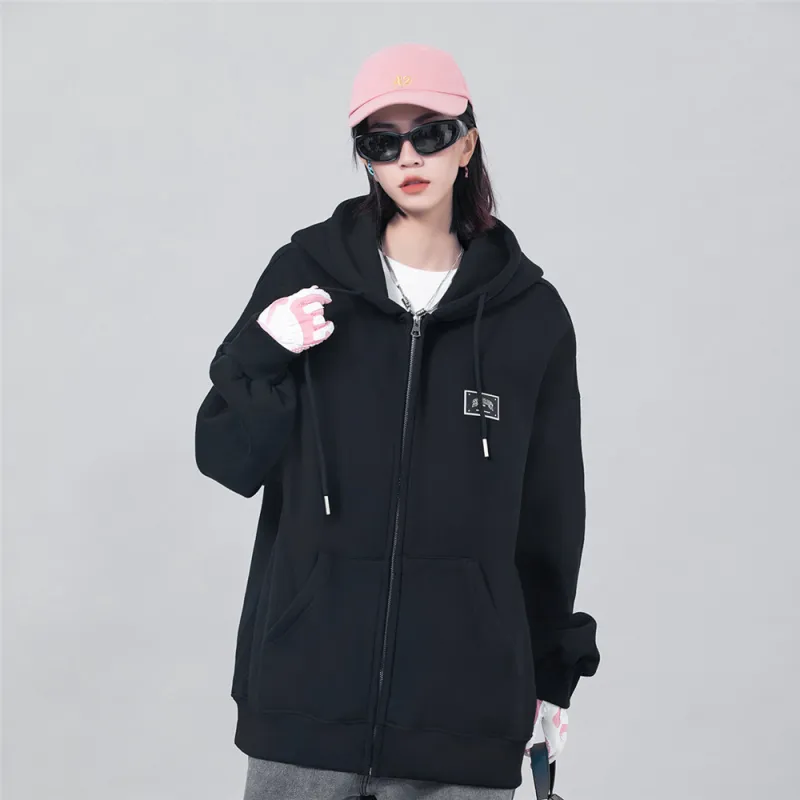 XINGJIZHE Loose Fit Hooded Coat Cardigan Sweatshirt Unisex-2