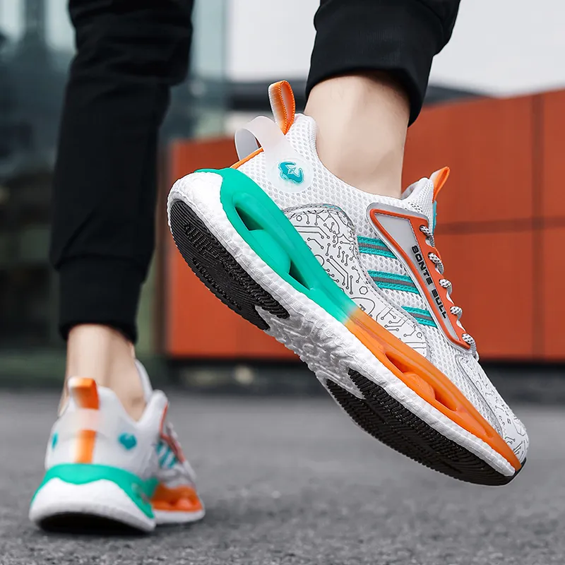 Kinglake Cushioning Slip Resistant Low Top Running Shoes Men's Willow Green Orange-6