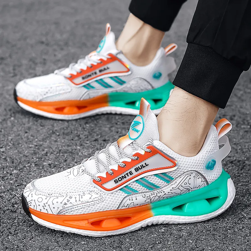 Kinglake Cushioning Slip Resistant Low Top Running Shoes Men's Willow Green Orange-7