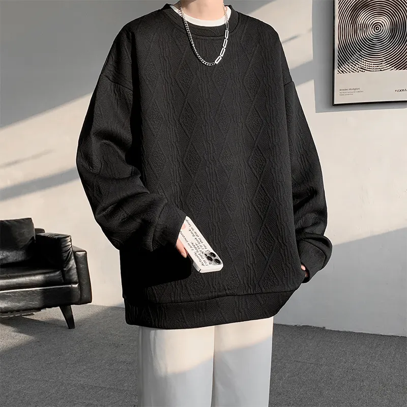 Sweatshirt American Vintage Preppy Style Minimalist Style Loose Fit Fleece Lined Thermal Pullover Unisex-5