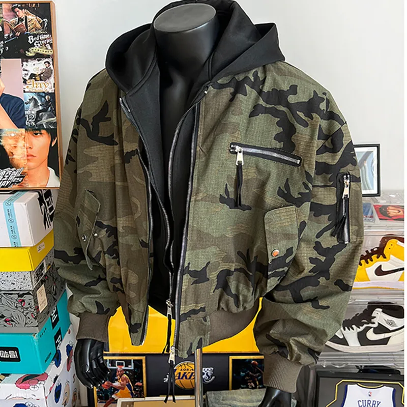 TESTUNG Jackets & Coats Unisex Camouflage Distressed-13