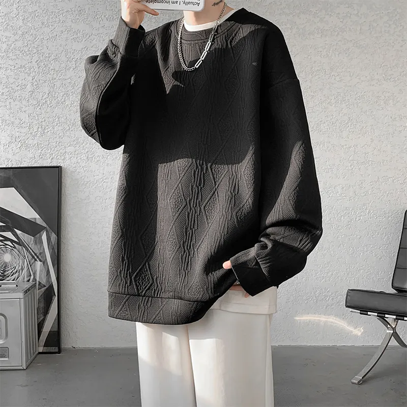 Sweatshirt American Vintage Preppy Style Minimalist Style Loose Fit Fleece Lined Thermal Pullover Unisex-4