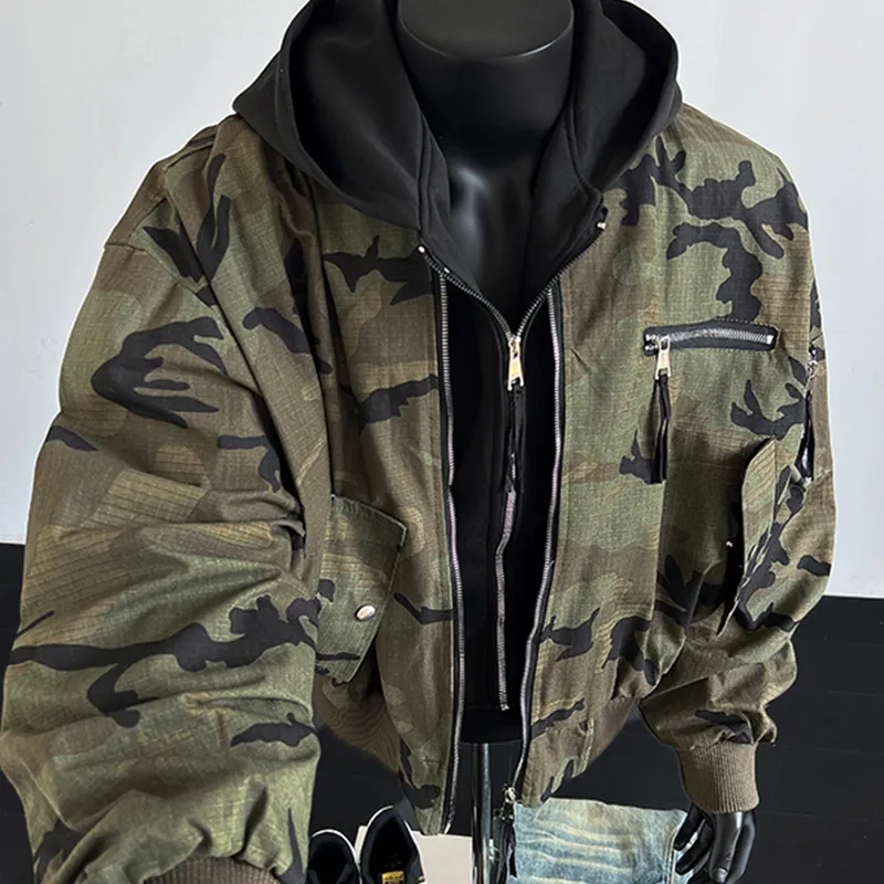 TESTUNG Jackets & Coats Unisex Camouflage Distressed-9