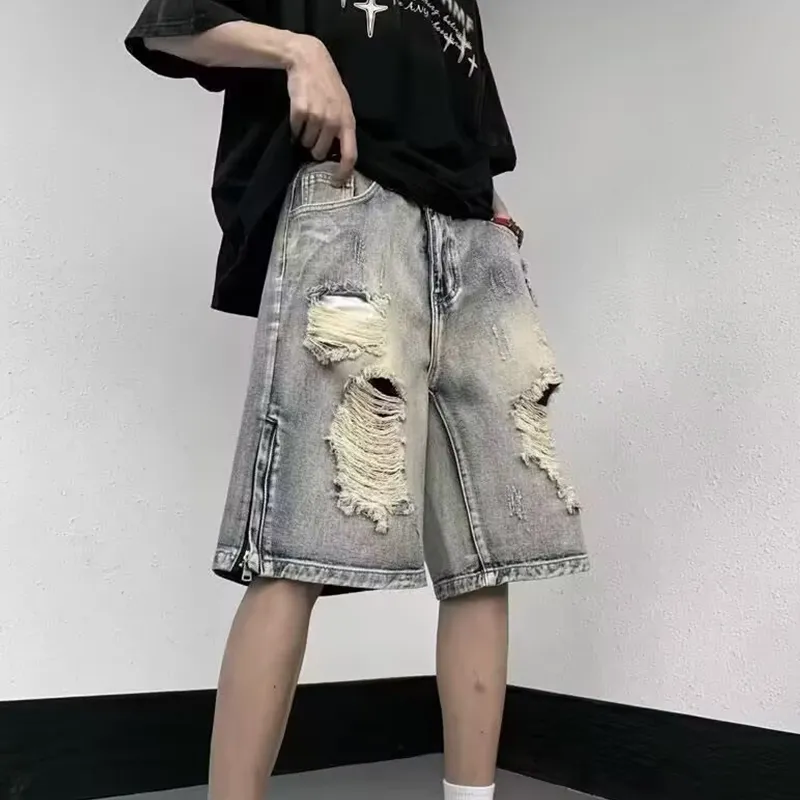 PAINT STAIN Denim Shorts Unisex-4