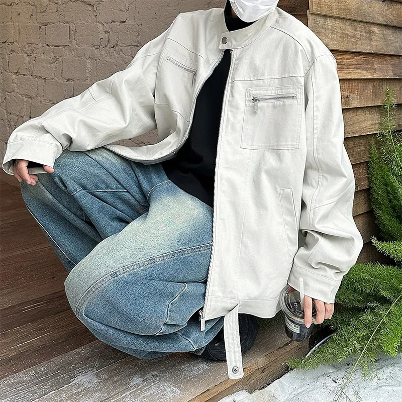 DJ.SPIRIT Jackets Coats Unisex Gray White-4