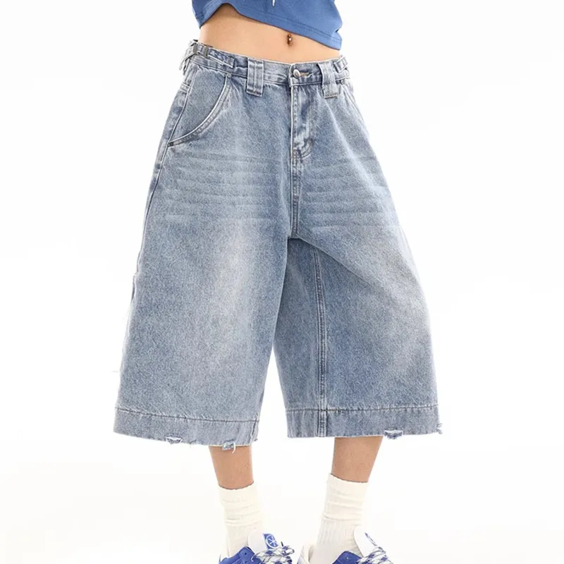 DJ.SPIRIT Denim Shorts Unisex Blue-2