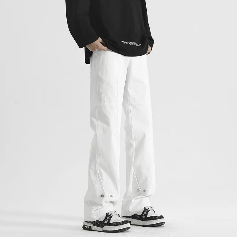 PAINT STAIN Casual Pants Unisex White-11