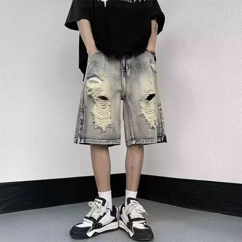 PAINT STAIN Denim Shorts Unisex-3