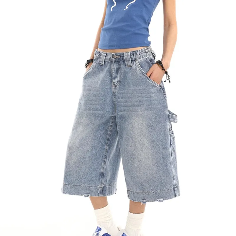 DJ.SPIRIT Denim Shorts Unisex Blue-5
