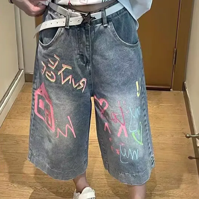 DJ.SPIRIT Denim Shorts Unisex Blue-2