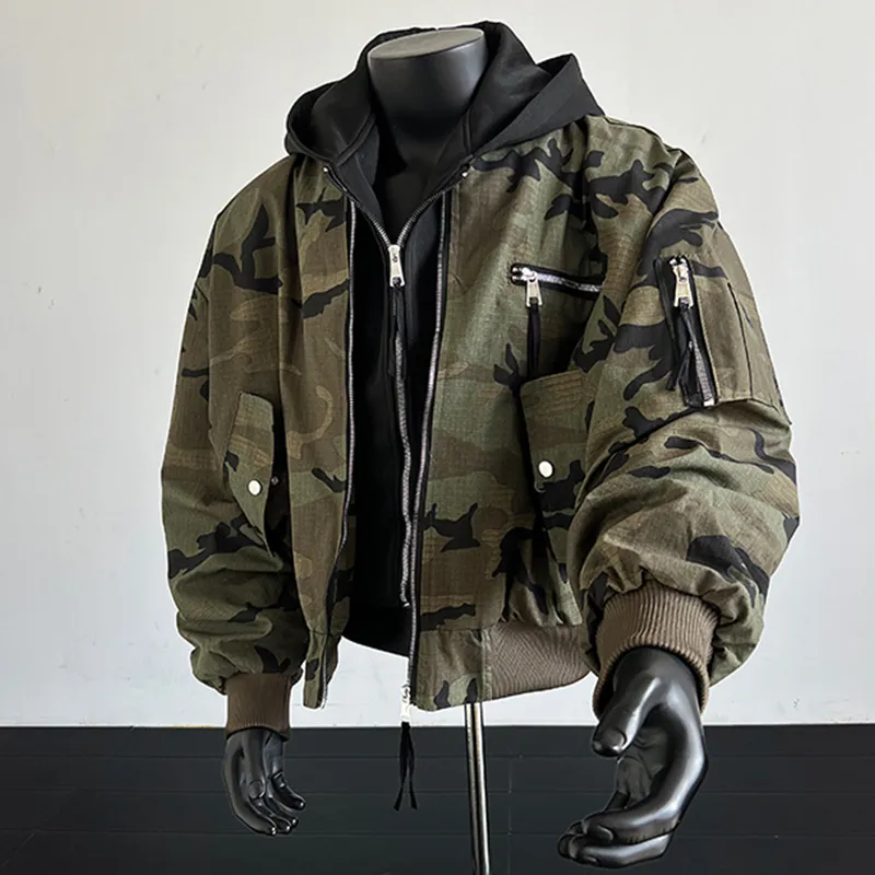 TESTUNG Jackets & Coats Unisex Camouflage Distressed-10