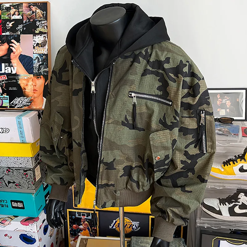 TESTUNG Jackets & Coats Unisex Camouflage Distressed-12