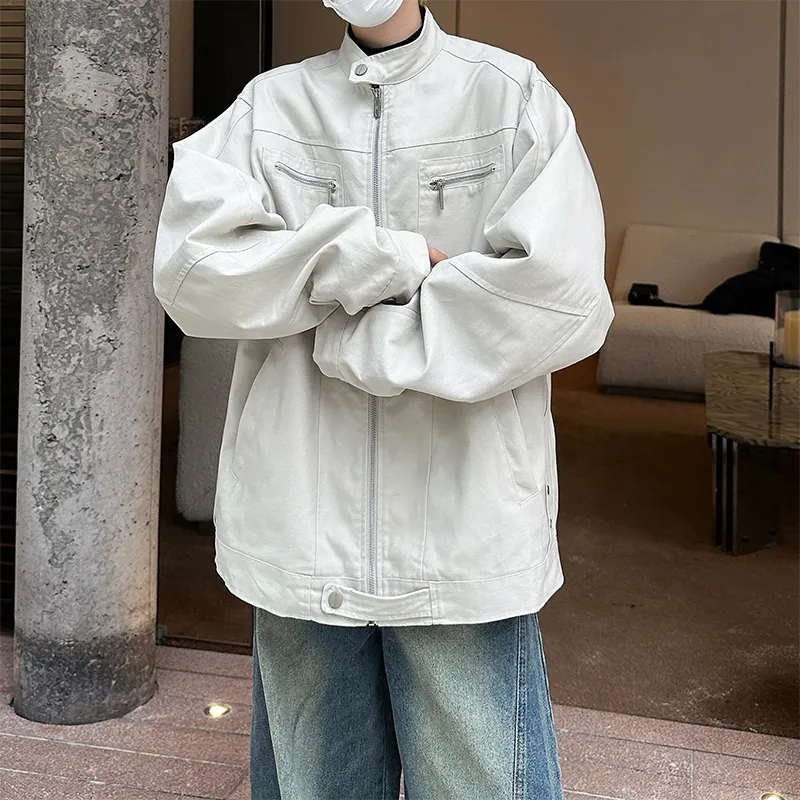 DJ.SPIRIT Jackets Coats Unisex Gray White-3