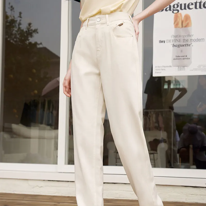 XIANGYING Jeans Women's Beige-3