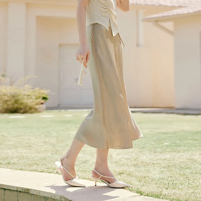 XIANGYING Casual Long Skirt Women's Camel-4