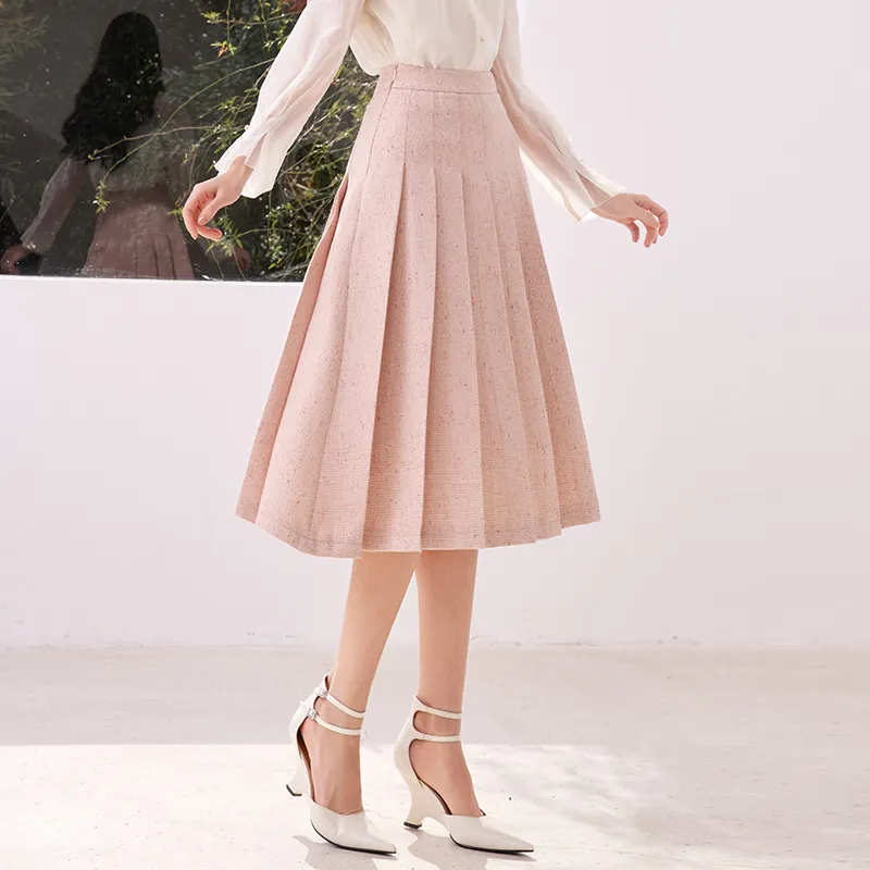 XIANGYING Casual Long Skirts Women's Pink-2