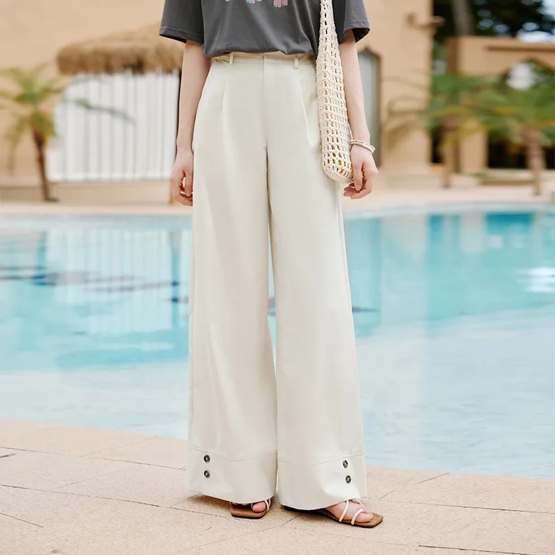 XIANGYING Casual Pants Women's Heron White-2