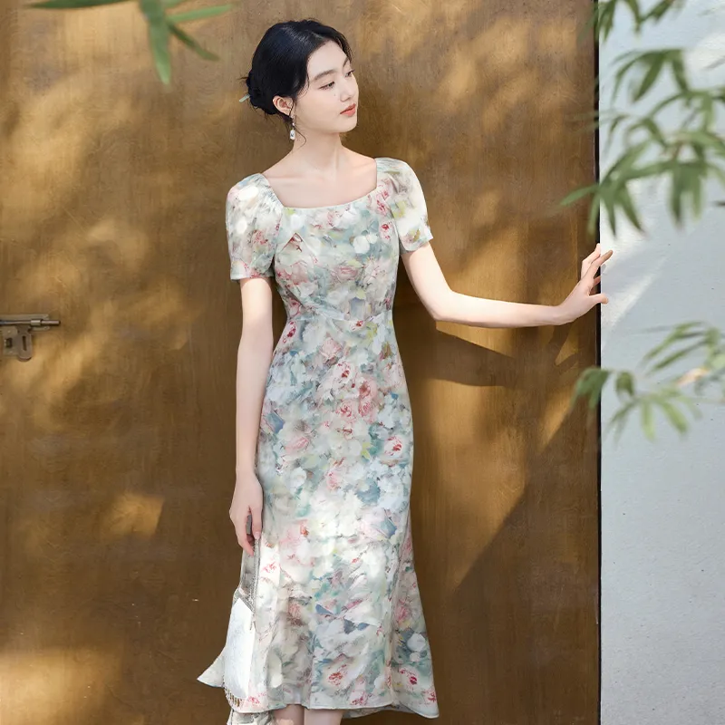 XIANGYING Short Sleeved Dress Women's-5