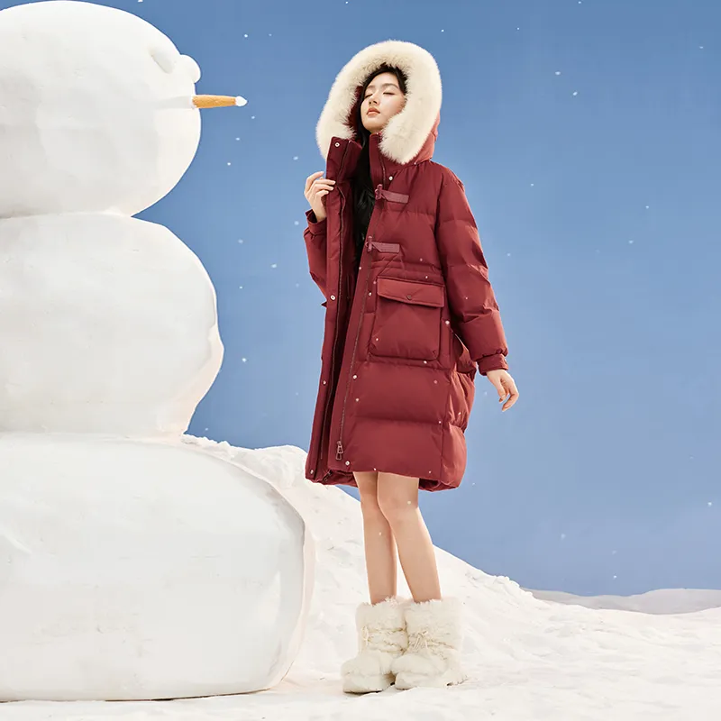 XIANGYING Down Jacket Women's Red-4