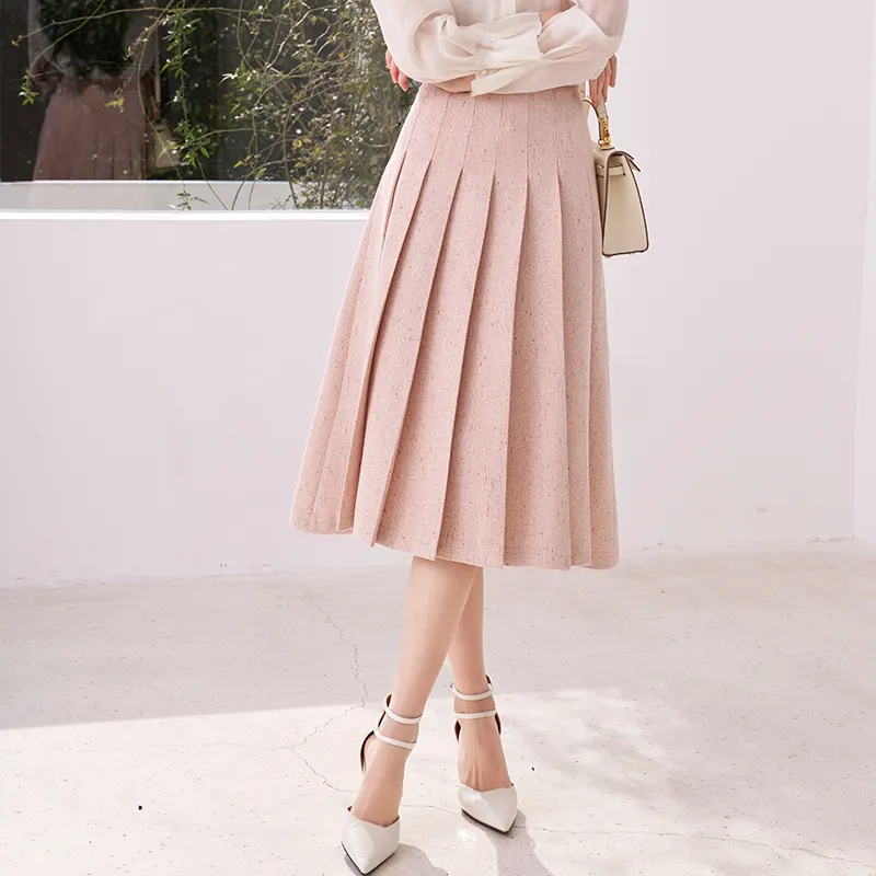 XIANGYING Casual Long Skirts Women's Pink-4