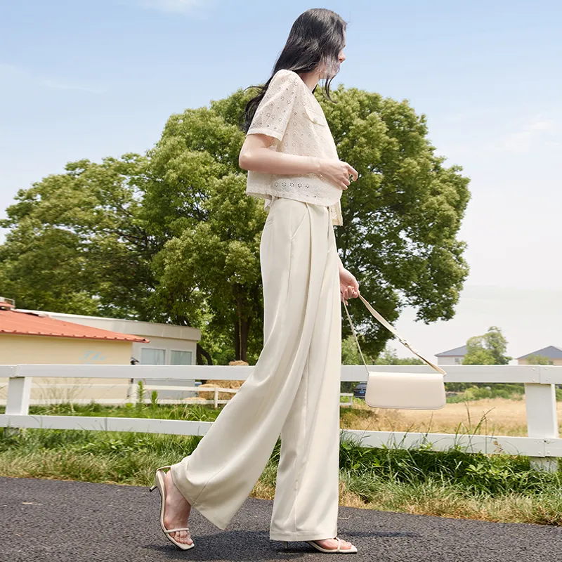 XIANGYING Casual Pants Women's Beige-2