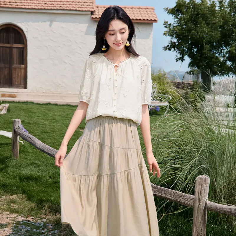 XIANGYING Shirts Women's Heron White-3